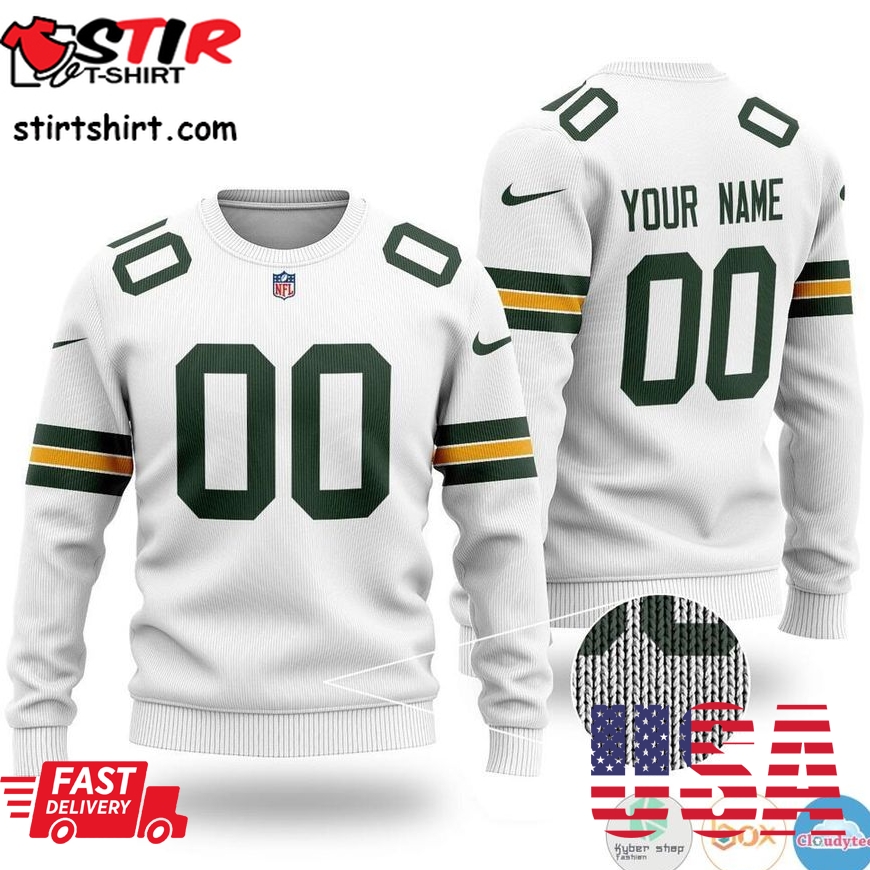 Personalized Green Bay Packers Nfl Custom White Ugly Christmas Sweater