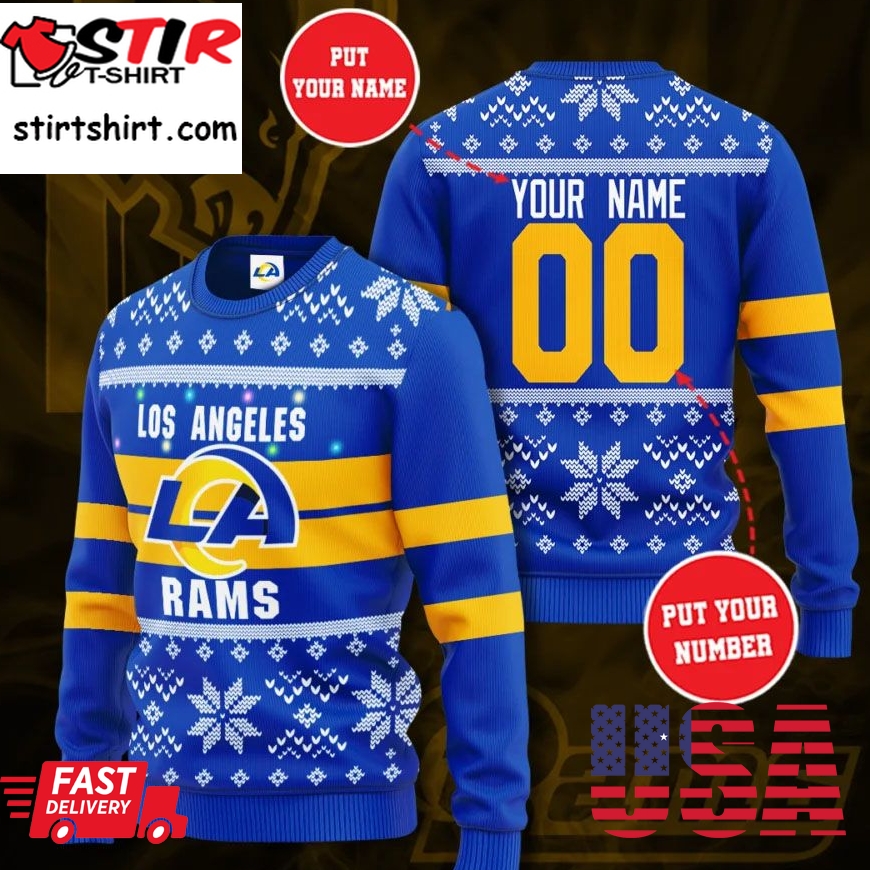 Personalized Los Angeles Rams Football Ugly Christmas Sweater