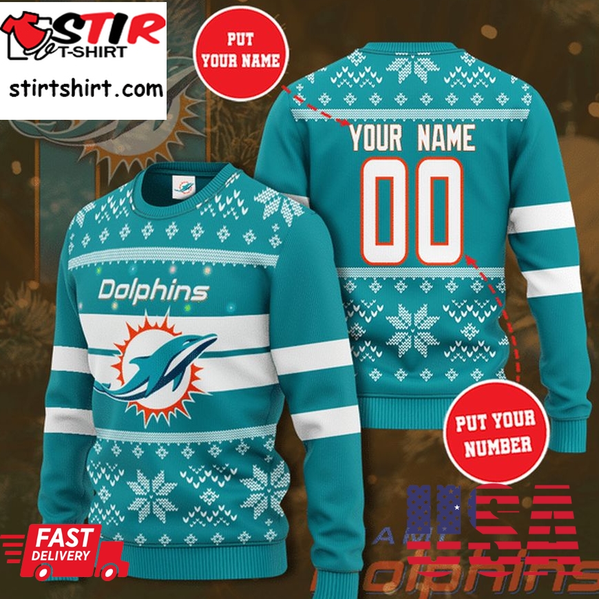Personalized Miami Dolphins Custom Name Sweater Sweatshirt