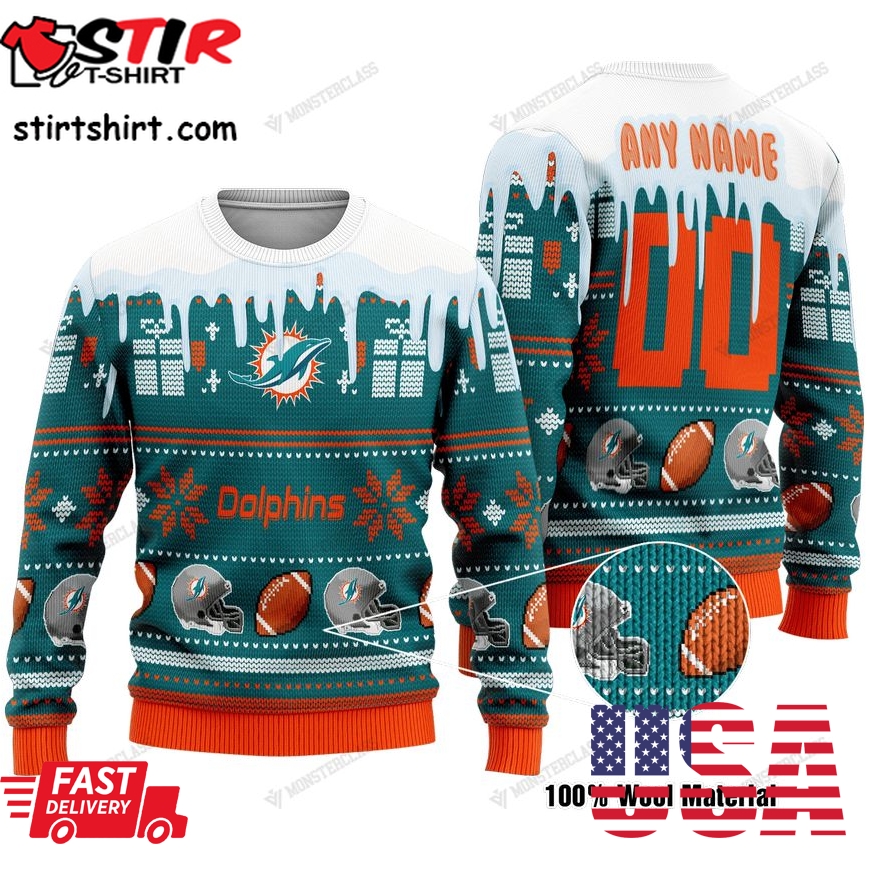 Personalized Miami Dolphins V2 Nfl Custom Christmas Sweater
