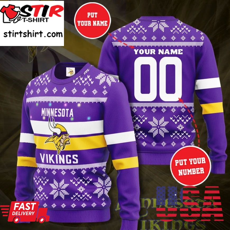 Personalized Minnesota Vikings Football Ugly Christmas Sweater