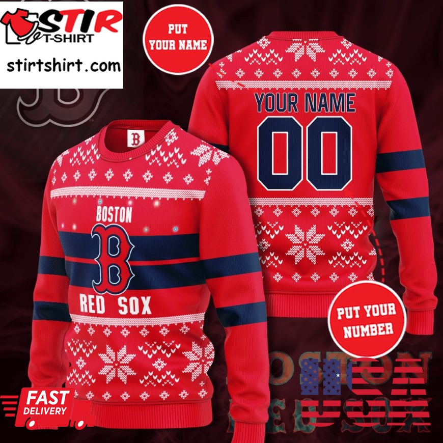 Personalized Mlb Boston Red Sox Christmas Sweater