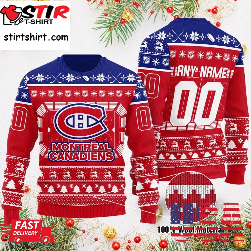 Personalized Montreal Canadiens Custom Ugly Christmas Sweater