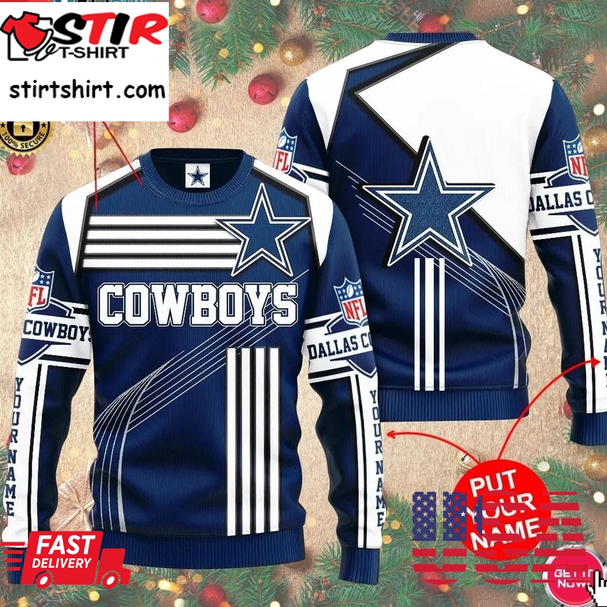 Personalized Name Dallas Cowboys 3D Print Wool Sweater
