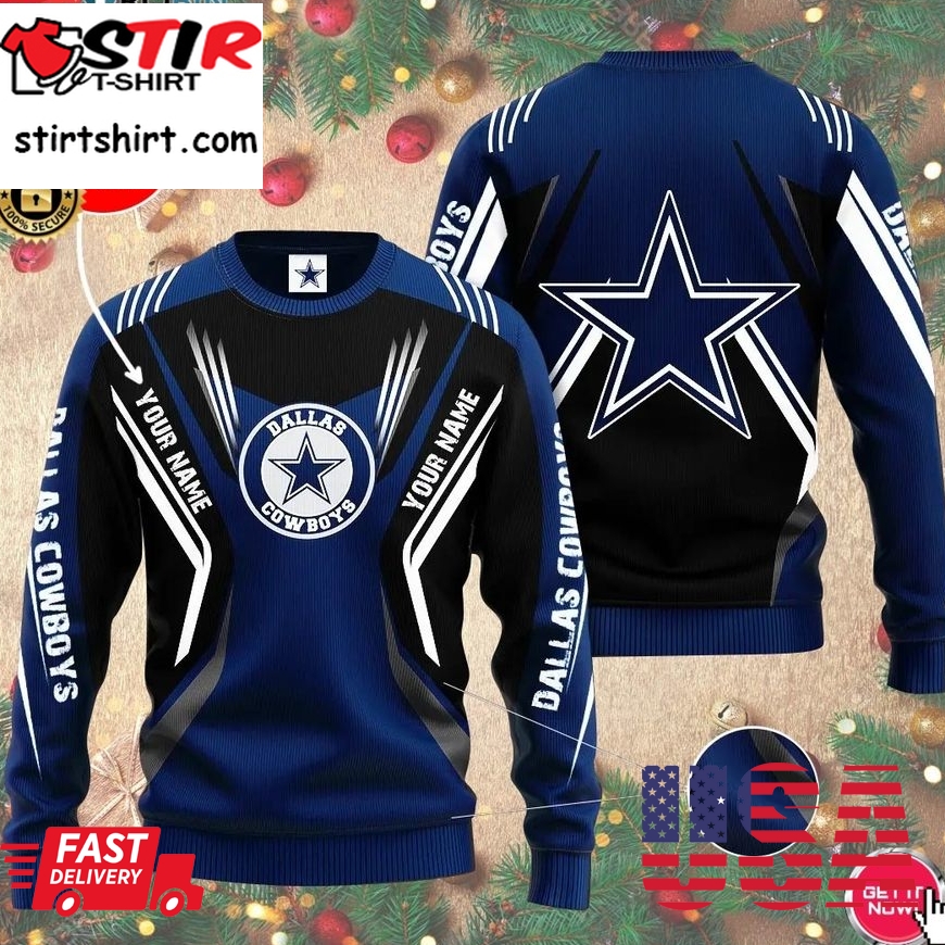 Personalized Name Dallas Cowboys Football 3D Print Wool Sweater