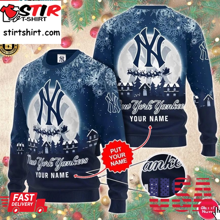 Personalized Name Mlb New York Yankees Baseball Team 3D Print Wool Sweater