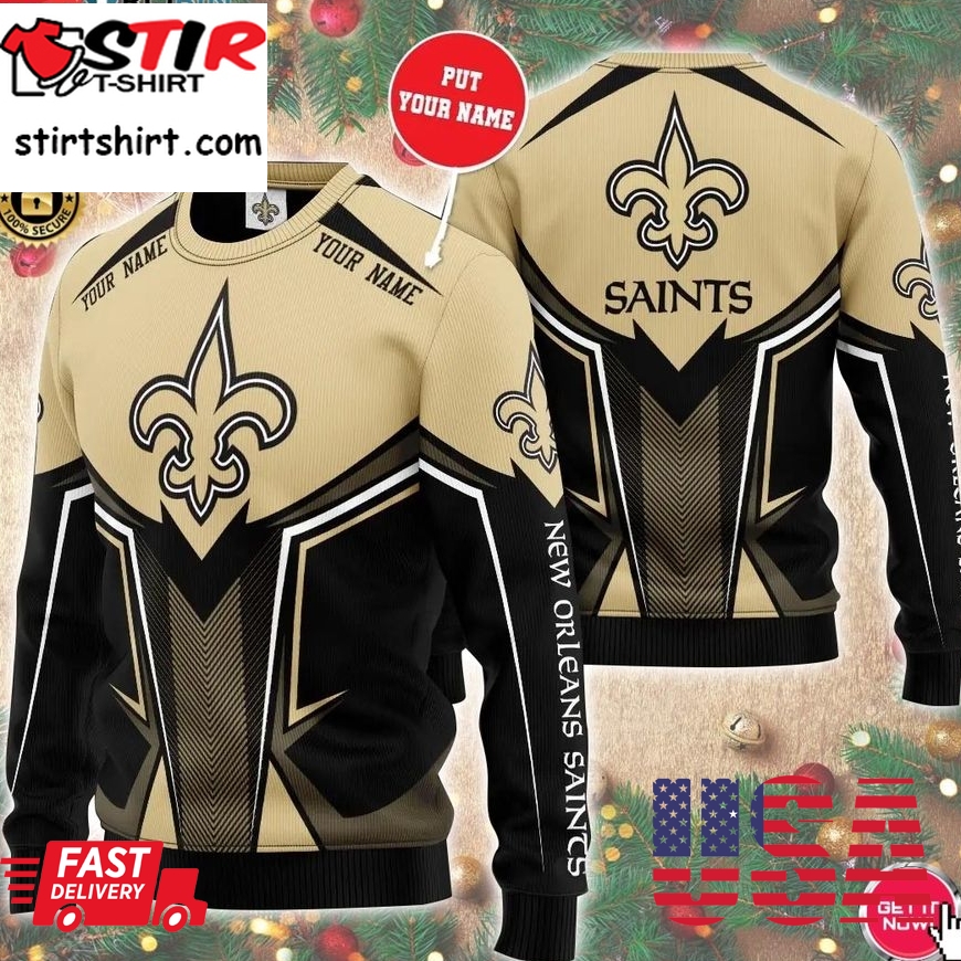 Personalized Name New Orleans Saints 3D Print Wool Sweater