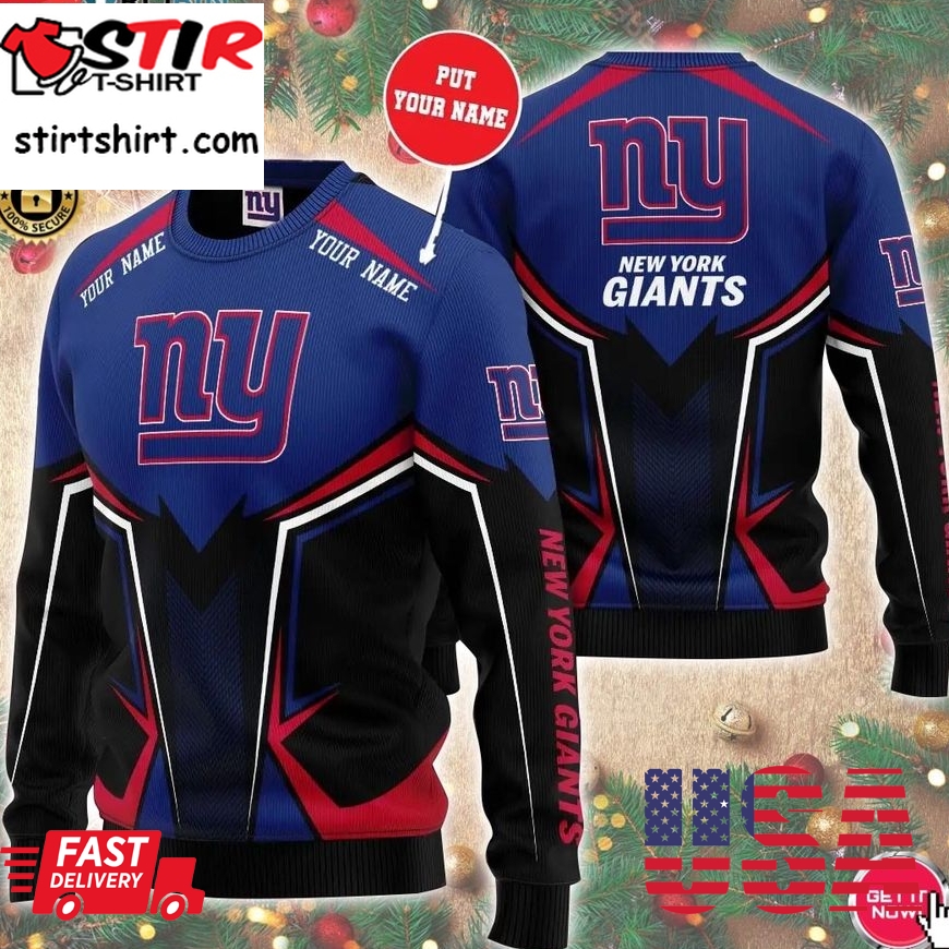 Personalized Name New York Giants 3D Print Wool Sweater