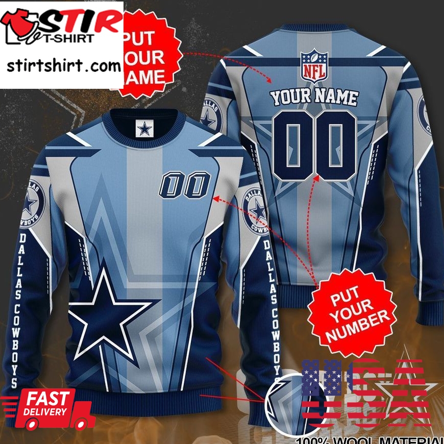 Personalized Name Number Dallas Cowboys Sweater