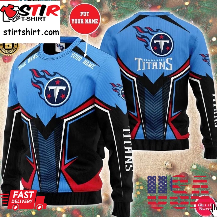 Personalized Name Tennessee Titans 3D Print Wool Sweater