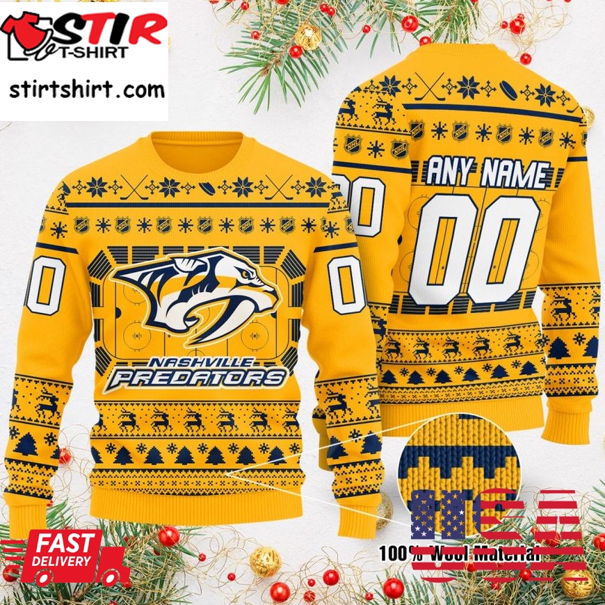 Personalized Nashville Predators Custom Ugly Christmas Sweater