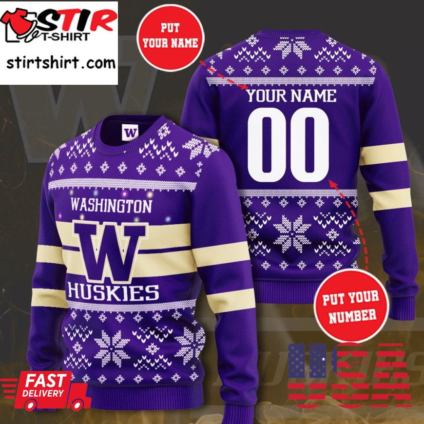 Personalized Ncaa Washington Huskies Christmas Sweater