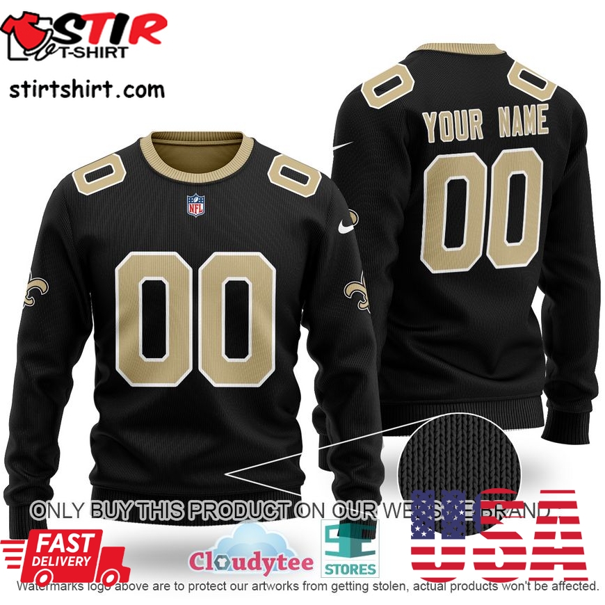 Personalized New Orleans Saints Nfl Black Ugly Sweater 