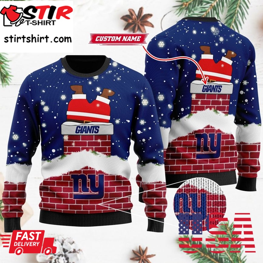 Personalized New York Giants Nfl Football Santa Claus 3D Ugly Christmas Sweater