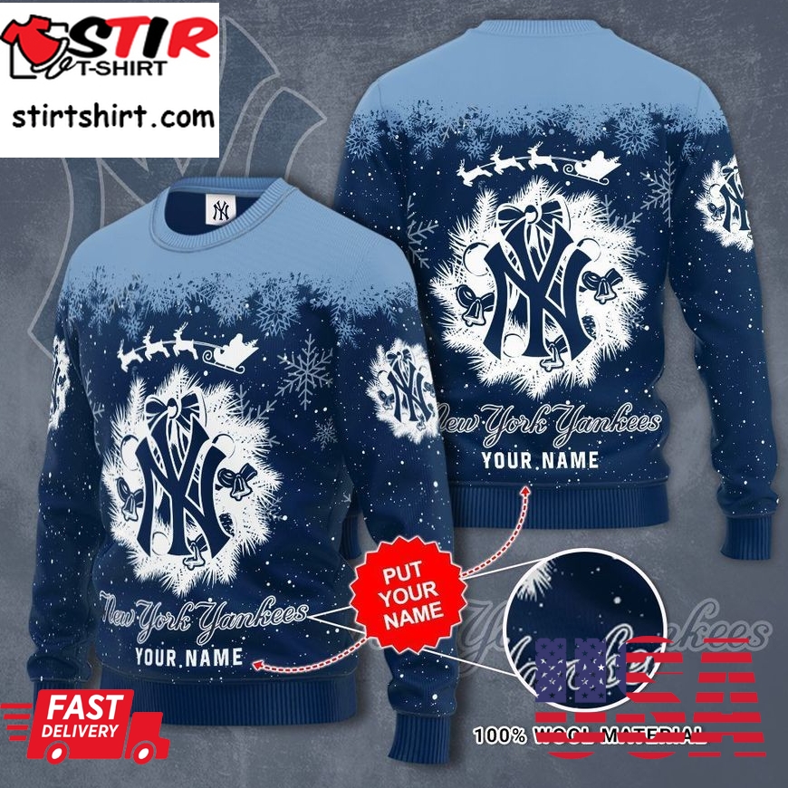 Personalized New York Yankees Snow Christmas Custom Ugly Christmas Sweater, All Over Print Sweatshirt