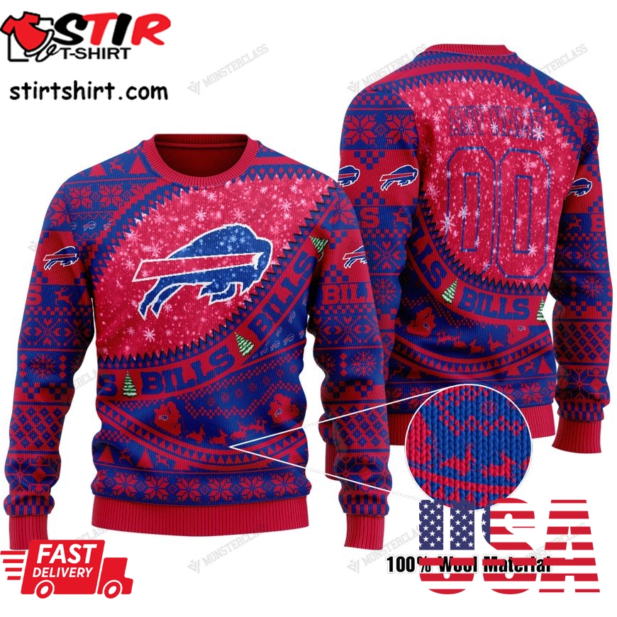 Personalized Nfl Buffalo Bills Custom Red Sweater