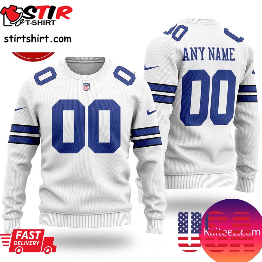 Personalized Nfl Dallas Cowboys White Christmas Ugly Sweater