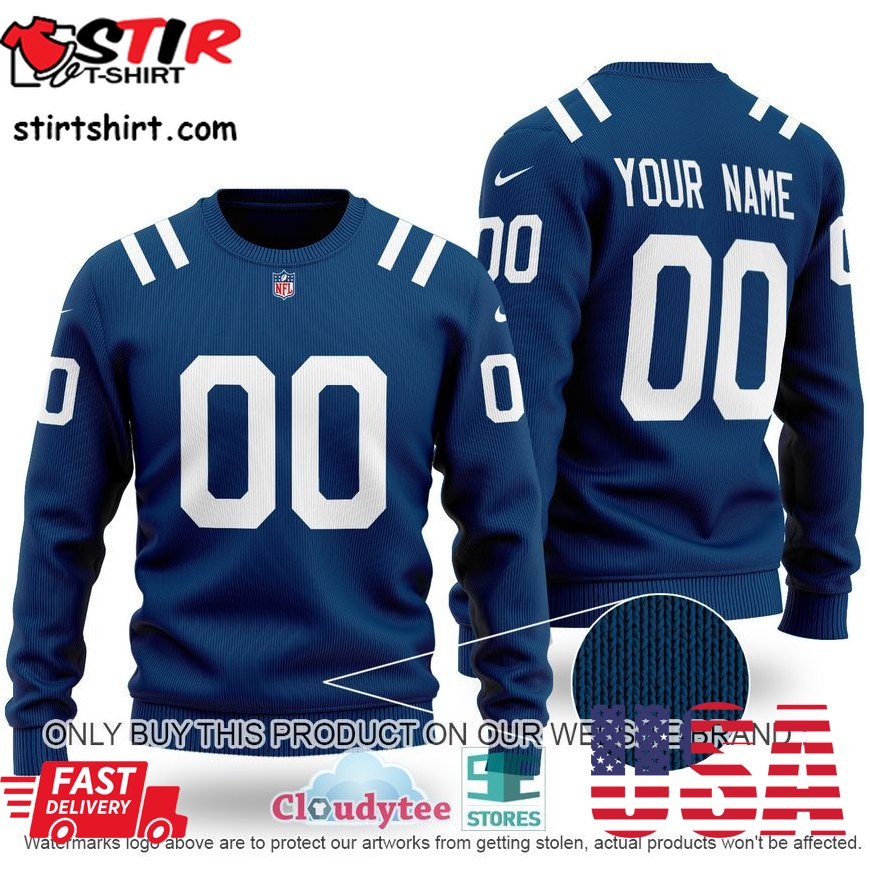 Personalized Nfl Indianapolis Colts Blue Sweater 