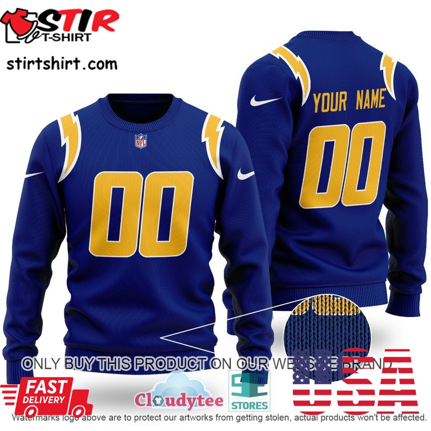 Personalized Nfl Los Angeles Chargers Dark Blue Sweater  