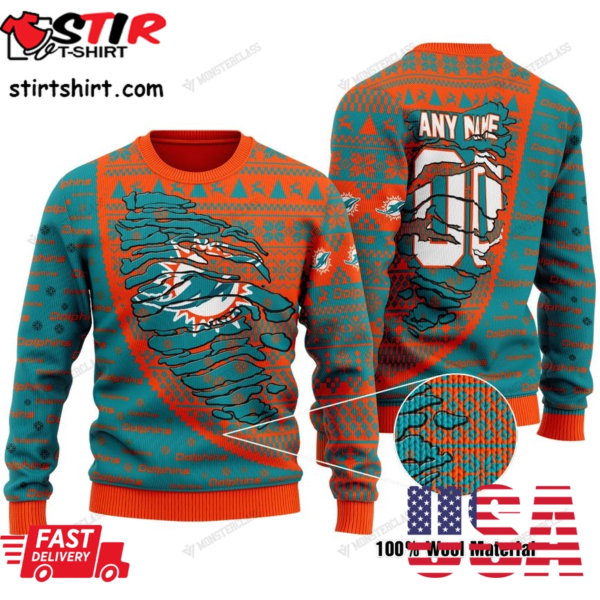 Personalized Nfl Miami Dolphins Custom Sweater