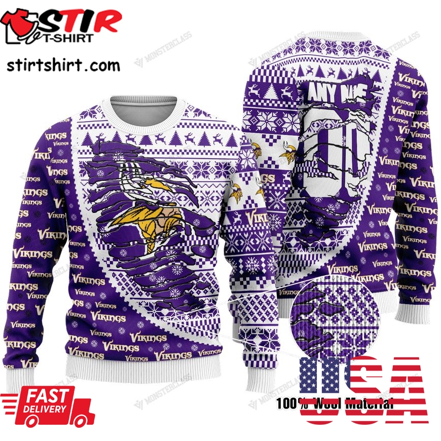 Personalized Nfl Minnesota Vikings Custom Sweater