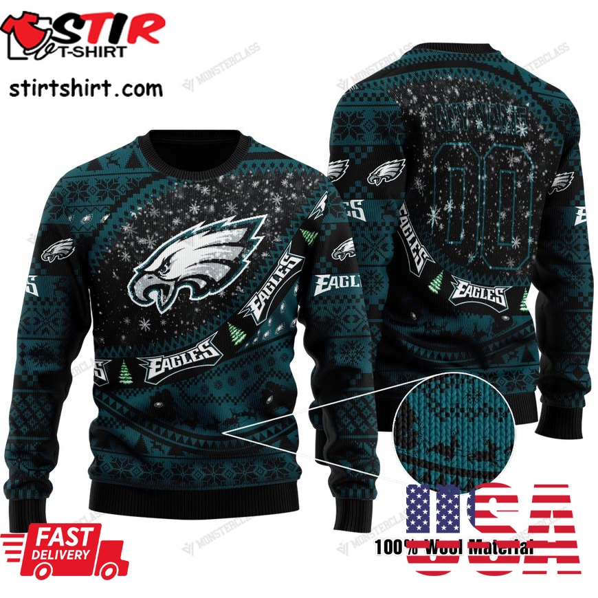 Personalized Nfl Philadelphia Eagles Custom Forest Green Sweater
