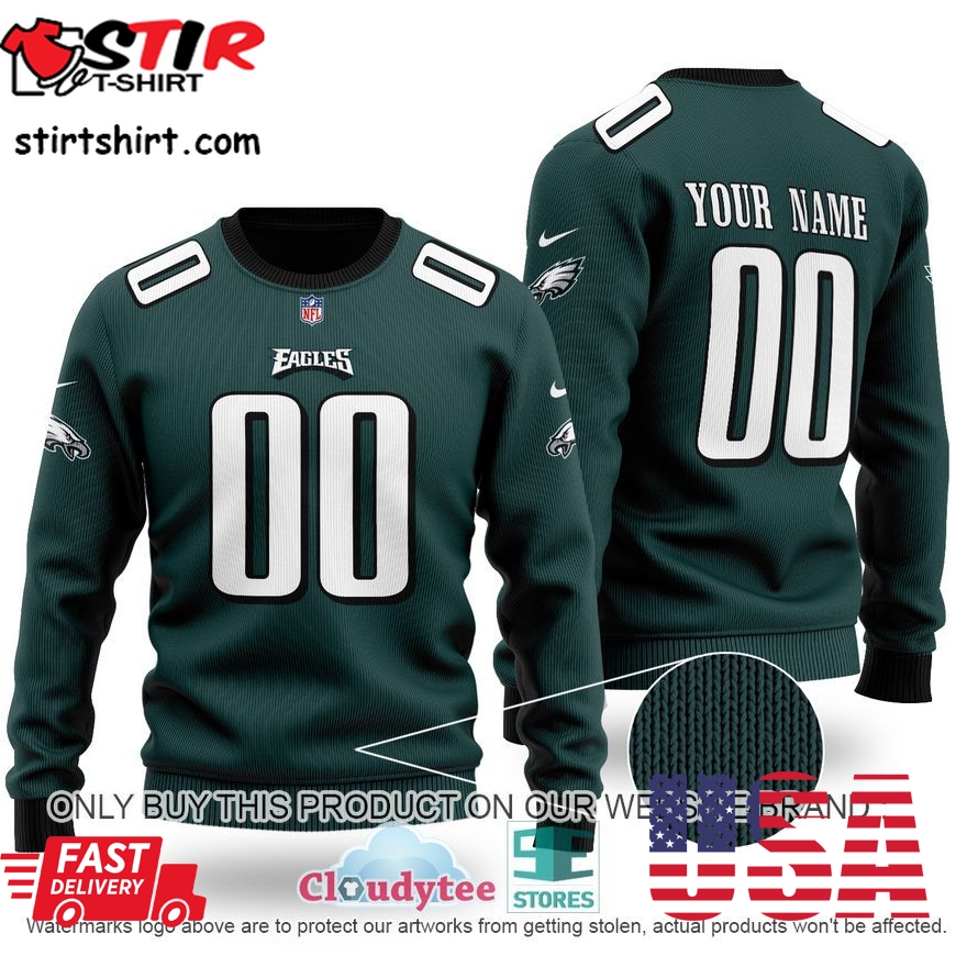Personalized Nfl Philadelphia Eagles Dark Green Sweater  