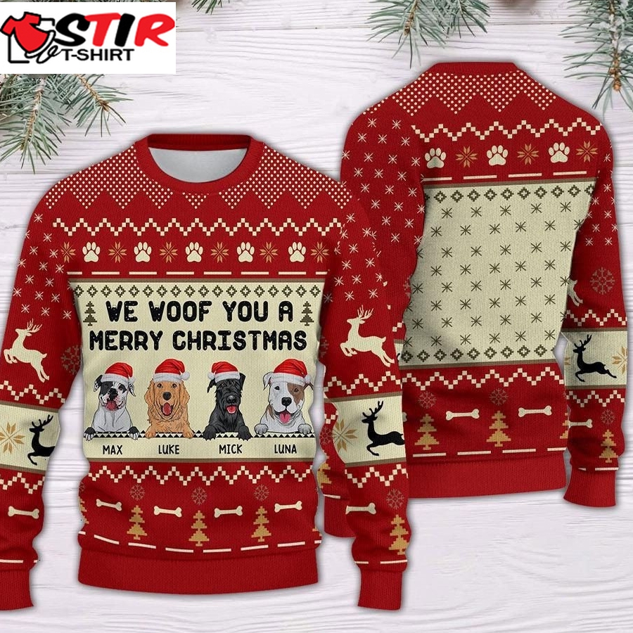 Personalized We Woof You A Merry Pugmas Christmas Ugly Sweater