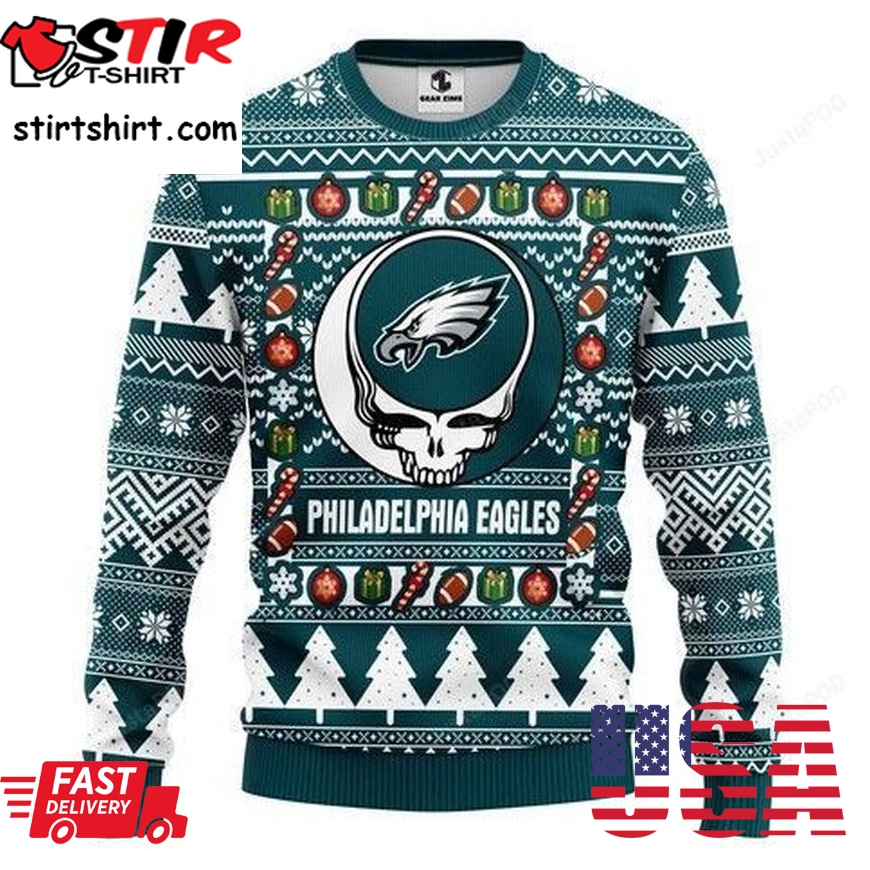 Philadelphia Eagles Grateful Dead Christmas For Fans Ugly Christmas Sweater