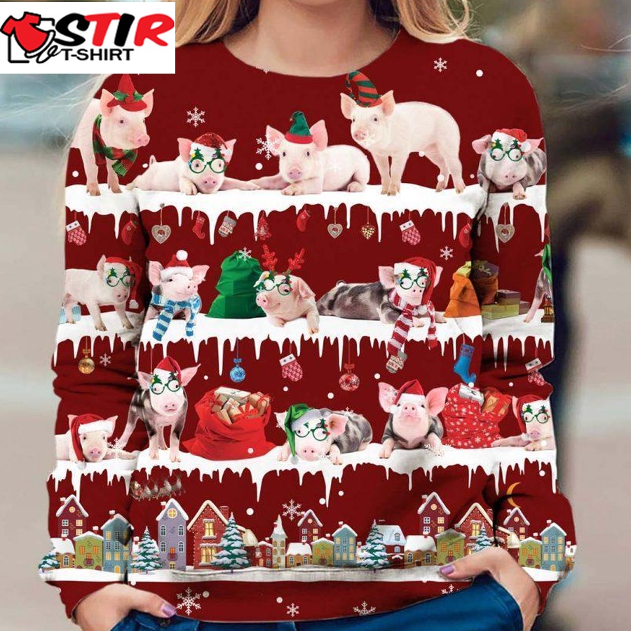 Pig   Snow Christmas   Premium Dog Christmas Ugly Sweatshirt, Dog Ugly Sweater   1069