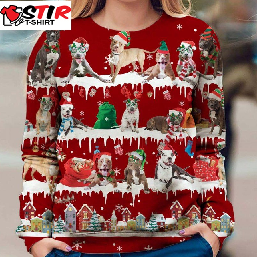 Pitbull   Snow Christmas   Premium Dog Christmas Ugly Sweatshirt, Dog Ugly Sweater   43