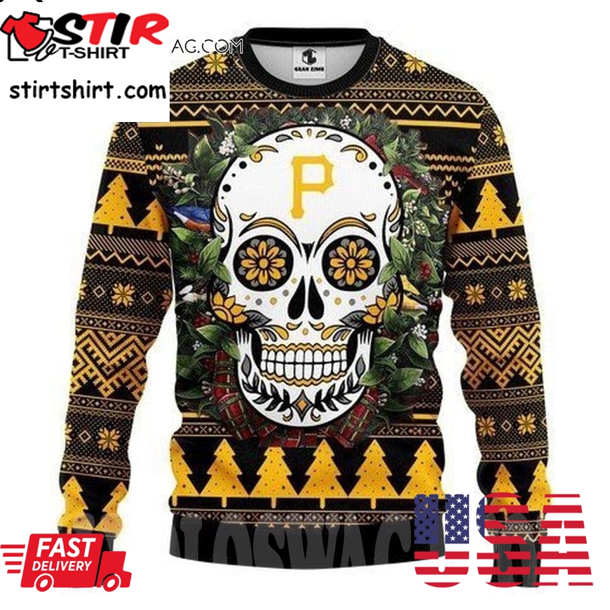 Pittsburgh Pirates Sugar Skull Ugly Christmas Sweater