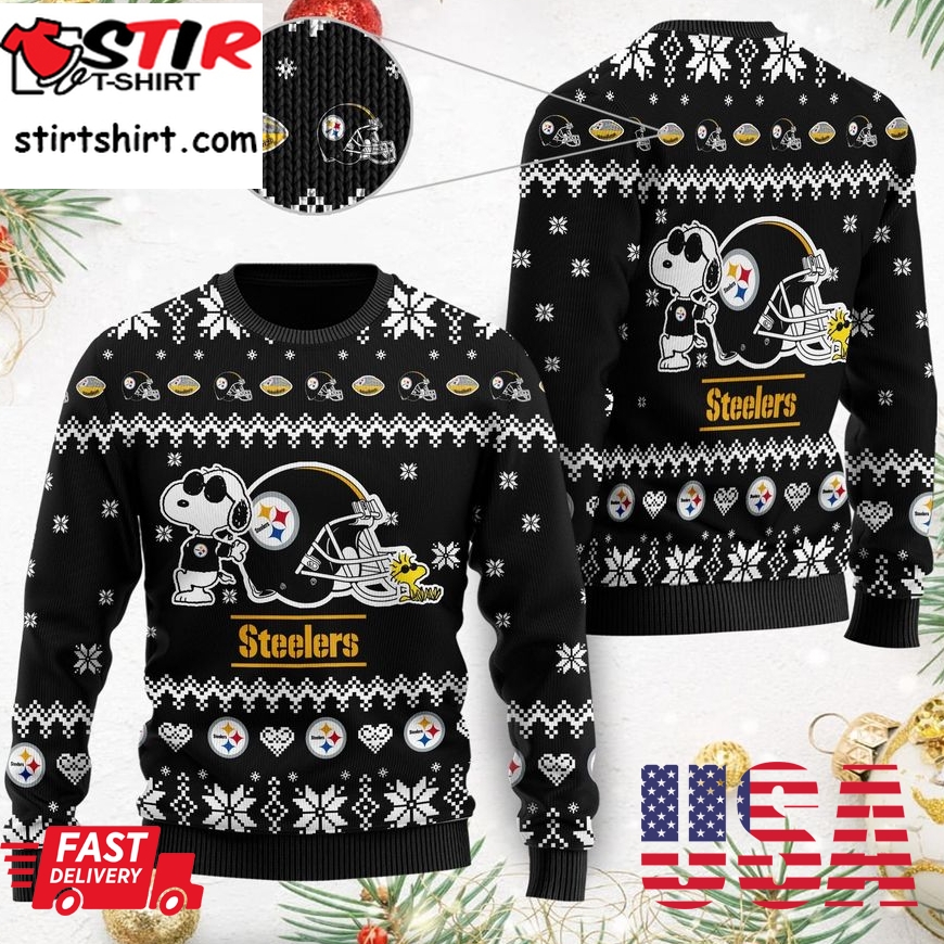 Pittsburgh Steelers Cute The Snoopy Show Football Helmet 3D All Over Print Ugly Christmas Sweater, Christmas Sweaters, Hoodie, Sweatshirt, Sweater