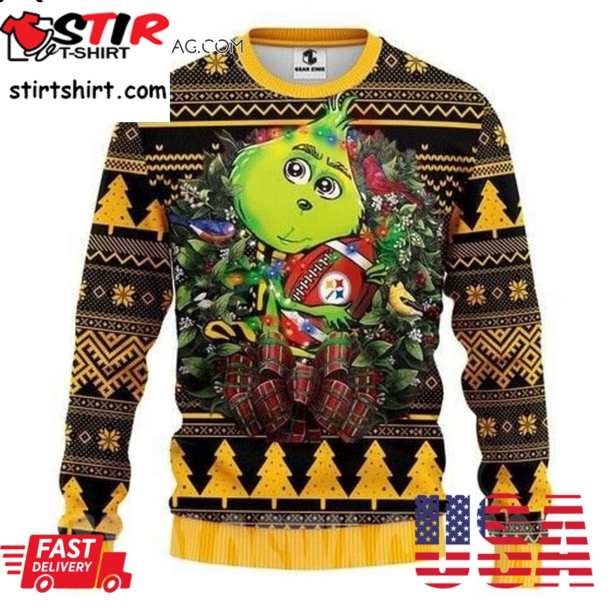 Pittsburgh Steelers Grinch Hug Ugly Christmas Sweater