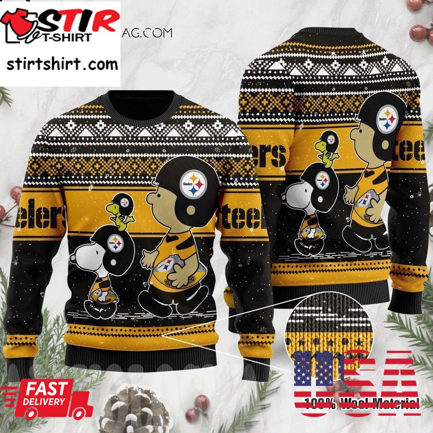 Pittsburgh Steelers The Charlie Brown And Snoopy Show Ugly Christmas Sweater