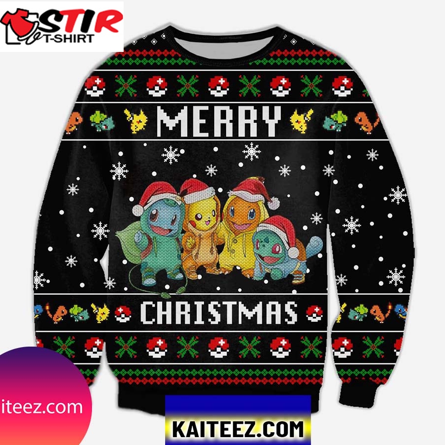 Pokemon Christmas Knitting Pattern 3D Print Ugly Sweater