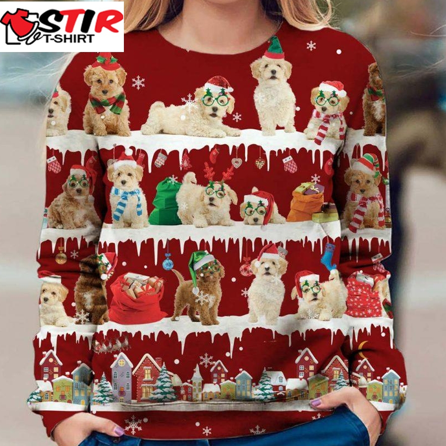 Poochon   Snow Christmas   Premium Dog Christmas Ugly Sweatshirt, Dog Ugly Sweater   647