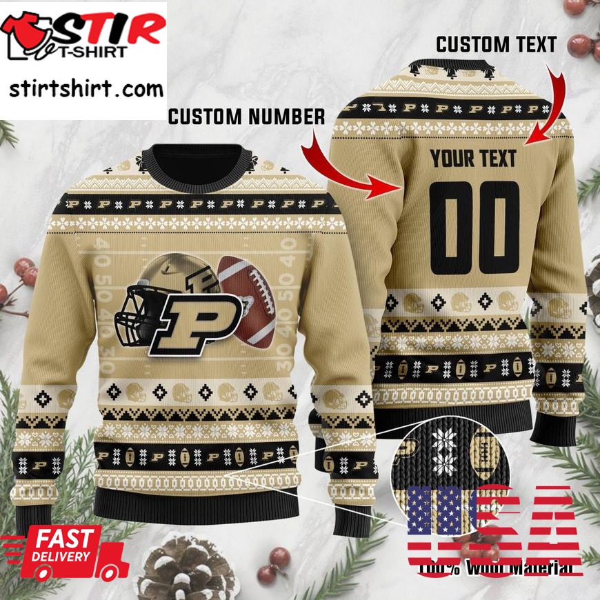 Purdue Boilermakers Custom Name _ Number Personalized Ugly Christmas Sweater, Ugly Sweater, Christmas Sweaters, Hoodie, Sweatshirt, Sweater