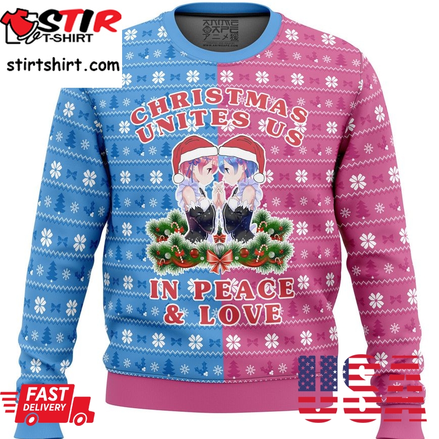 Re Zero Ram And Rem Christmas Ugly Sweater