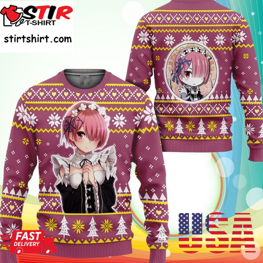Re Zero Ram Ugly Christmas Sweater Anime Xmas Gifts
