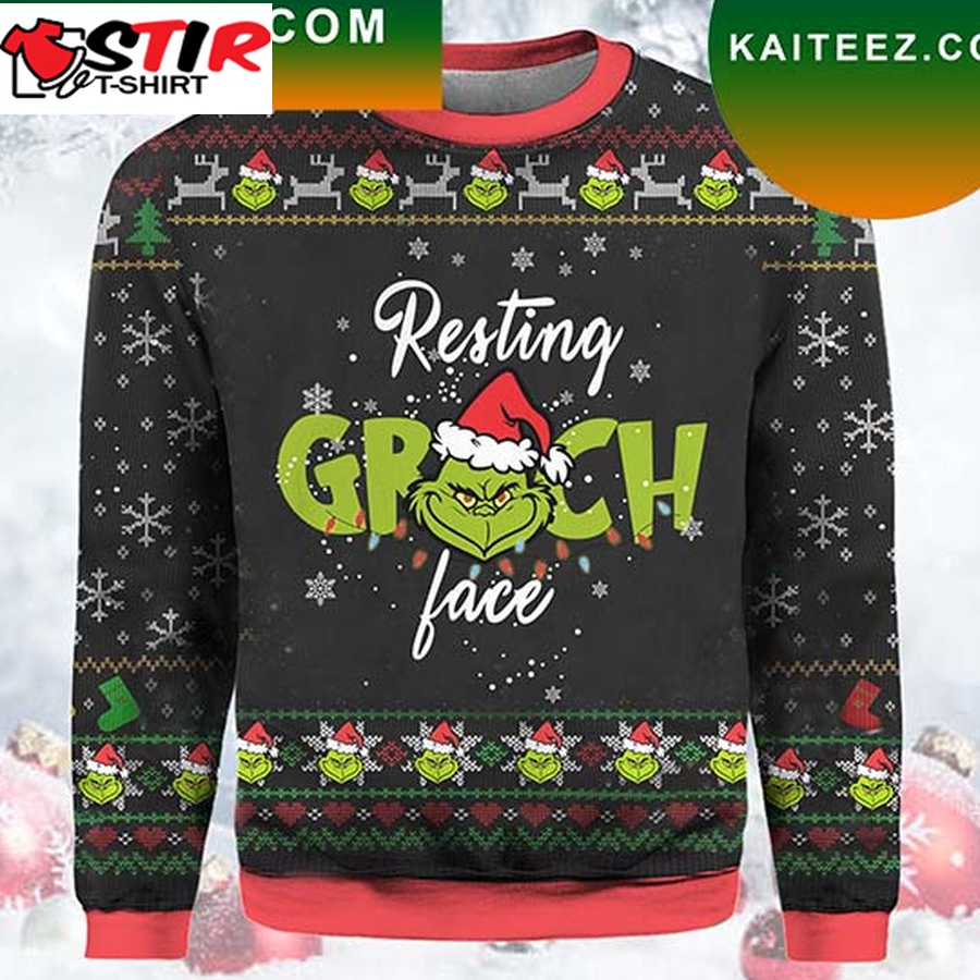Resting Grinch Face Funny Grinch Christmas Ugly Sweater