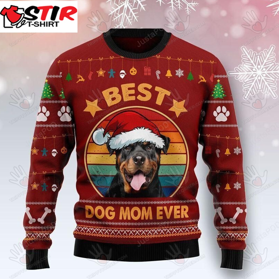 Rottweiler Best Dog Mom Ever Ugly Christmas Sweater, All Over Ugly Sweater Christmas Gift