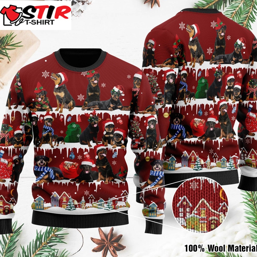 Rottweiler Ugly Christmas Sweater For Rottweiler Lovers On National Ugly Sweater Day And Christmas Time