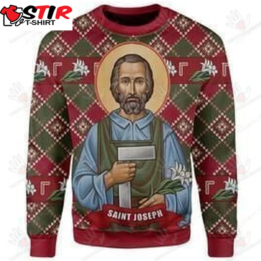 Saint Joseph Ugly Christmas Sweater, All Over Print Sweatshirt, Ugly Ugly Sweater Christmas Gift   353