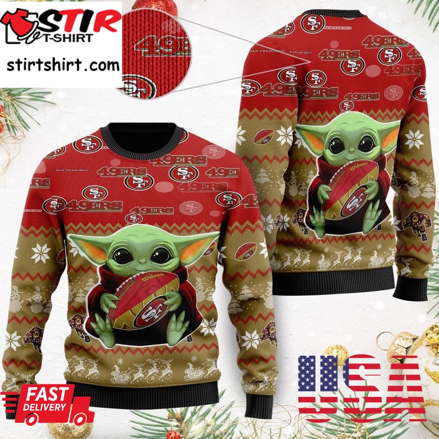 San Francisco 49Ers Baby Yoda Ugly Christmas Sweater, Ugly Sweater, Christmas Sweaters, Hoodie, Sweatshirt, Sweater