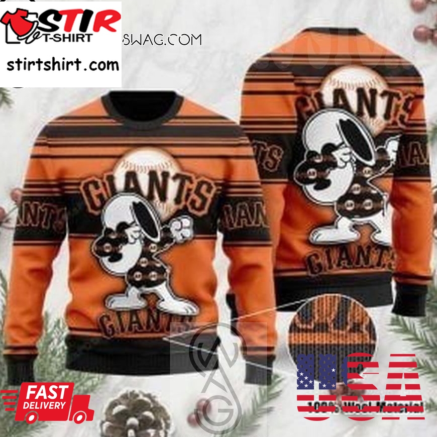 San Francisco Giants And Snoopy Holiday Party Ugly Christmas Sweater