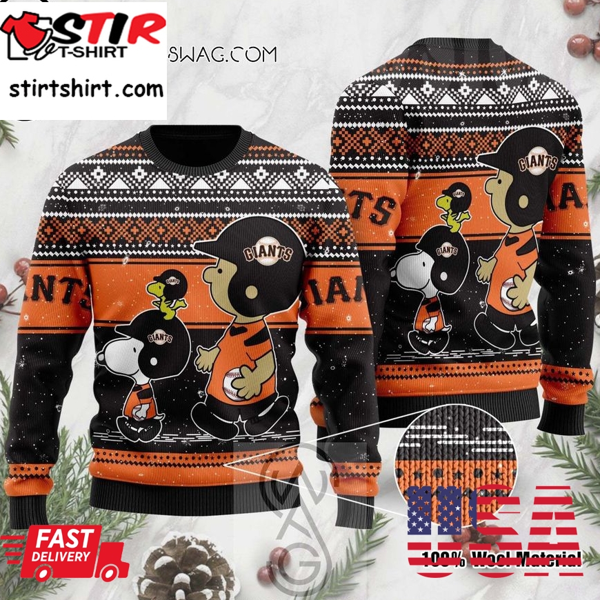 San Francisco Giants Charlie Brown Snoopy Holiday Party Ugly Christmas Sweater