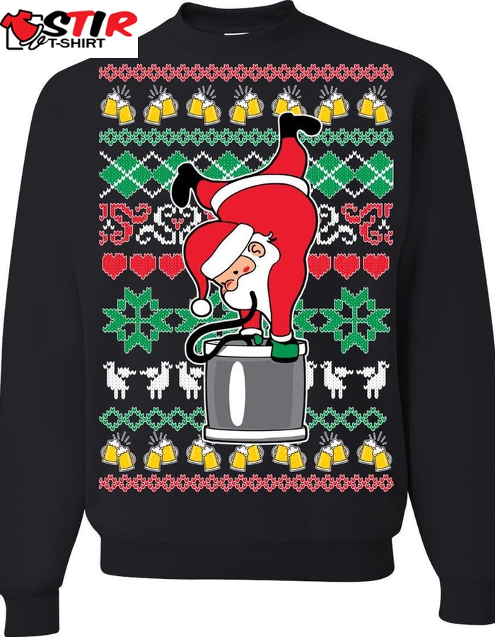 Santa Claus Keg Stand Ugly Sweatshirt, Christmas Ugly Sweater