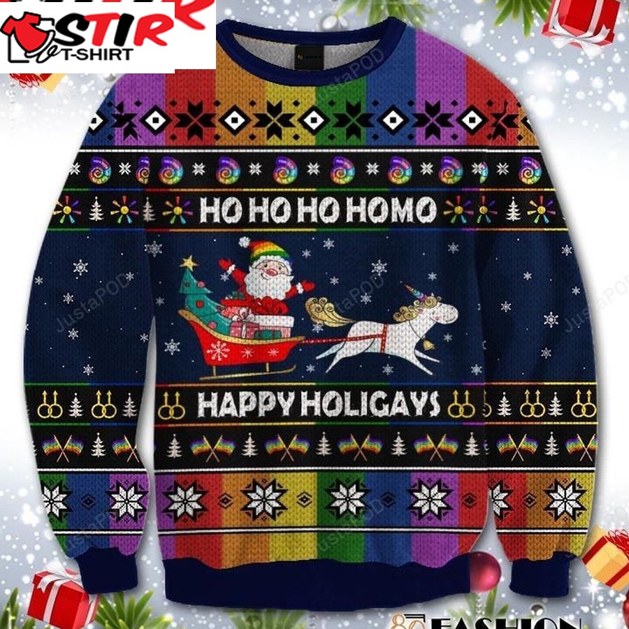 Santa Clause Ho Ho Ho Homo Happy Holigays Ugly Christmas