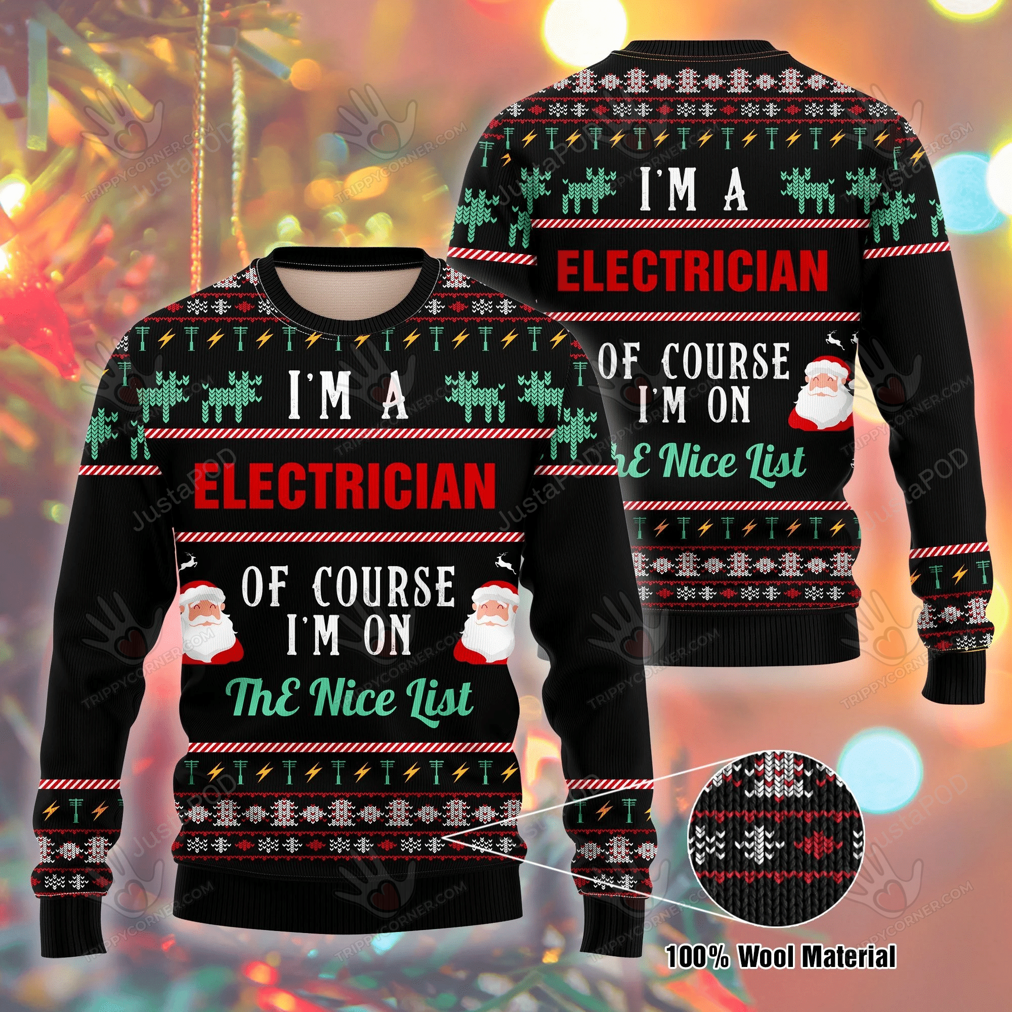 Santa Clause I Am A Electrician Ugly Christmas Sweater, All Ugly Sweater Christmas Gift
